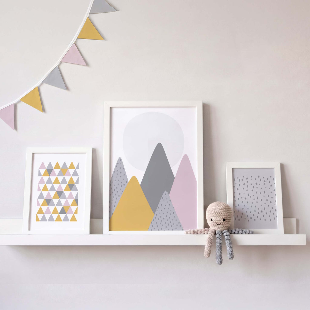 Summer Peaks Kunstdruck-Set, altrosa