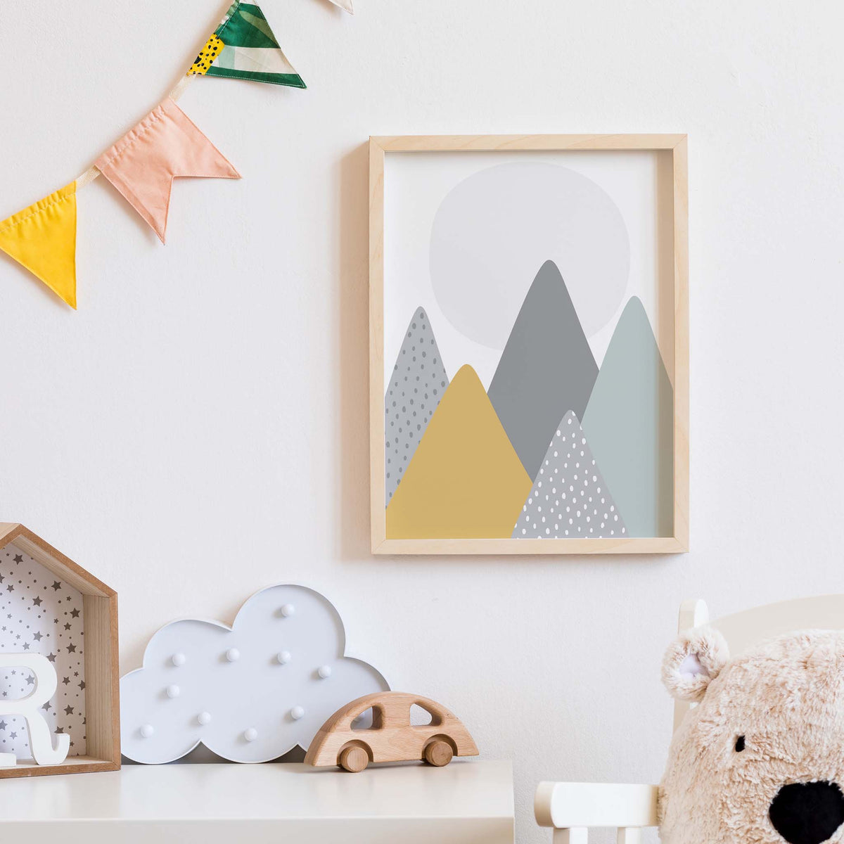 Summer Peaks Art Print Greeting Card, duck egg